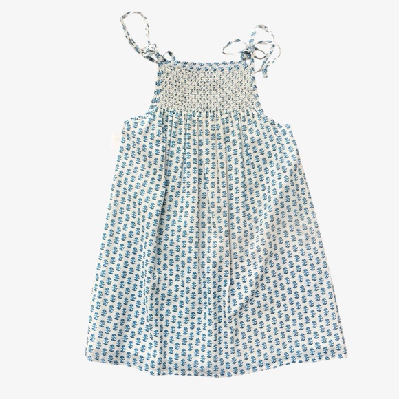 The Paper Doll Other - The Paper Doll Blue White Floral Smocked Dress 9 10 NWT